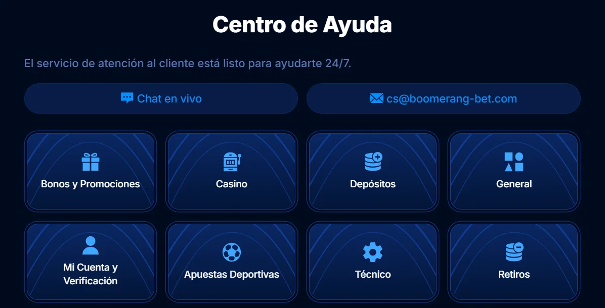Boomerang Bet Casino Atención al Cliente